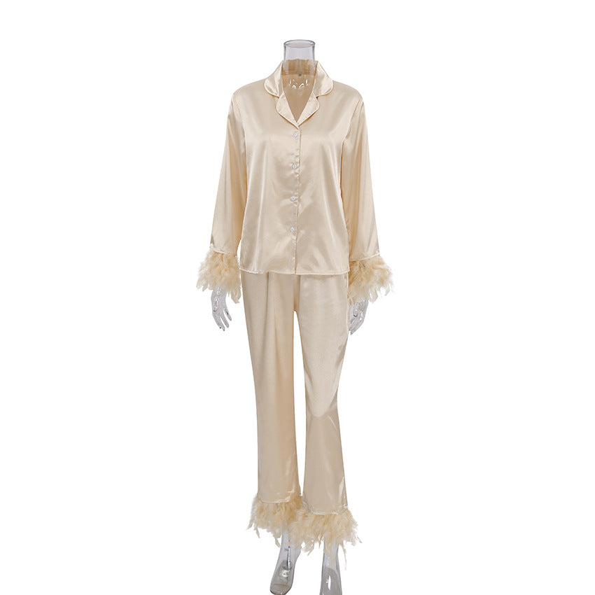 Heavenly Feathered Silk Pajamas in color options