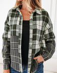 Plaid Textured Knit Button-Up Shacket