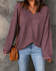 Evelyn Waffle Knit Loose Long Sleeve Top
