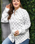 Plus Size Checker Button-Up Western Jacket