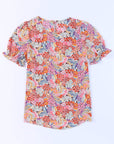Floral Bubble Sleeve Blouse
