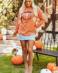 Sequined Pumpkin Halloween Sweatshirt