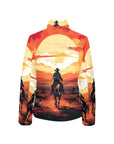Sunset Cowboy Desert Women's Puffy Bomber Jacket