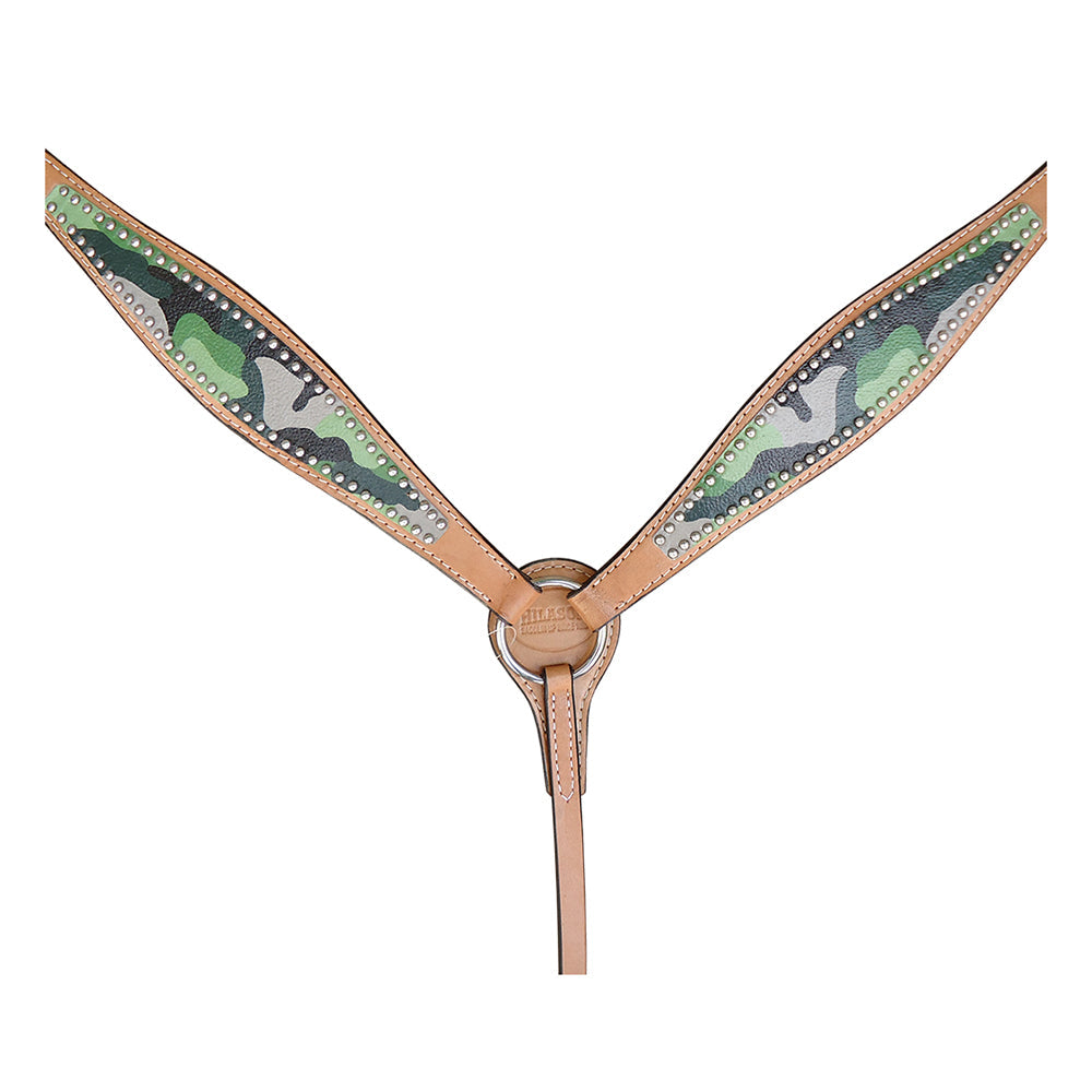 HILASON Western Horse Leather Headstall and Breast Collar Set Camo | Headstall Bridle for Horses Western | Horse Headstall Bridle | Western Headstalls Bridle for Horses