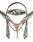 HILASON Western Horse Leather Headstall & Breast Collar Set Camo