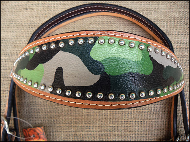 HILASON Western Horse Leather Headstall &amp; Breast Collar Set Camo