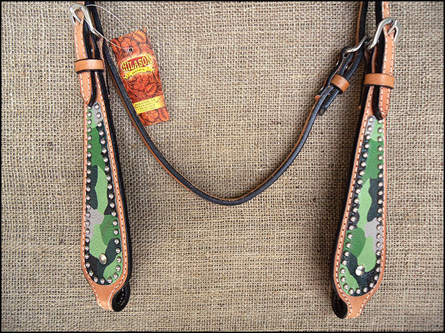 HILASON Western Horse Leather Headstall &amp; Breast Collar Set Camo