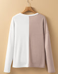 Colorblock Long Sleeve Crew Neck Top