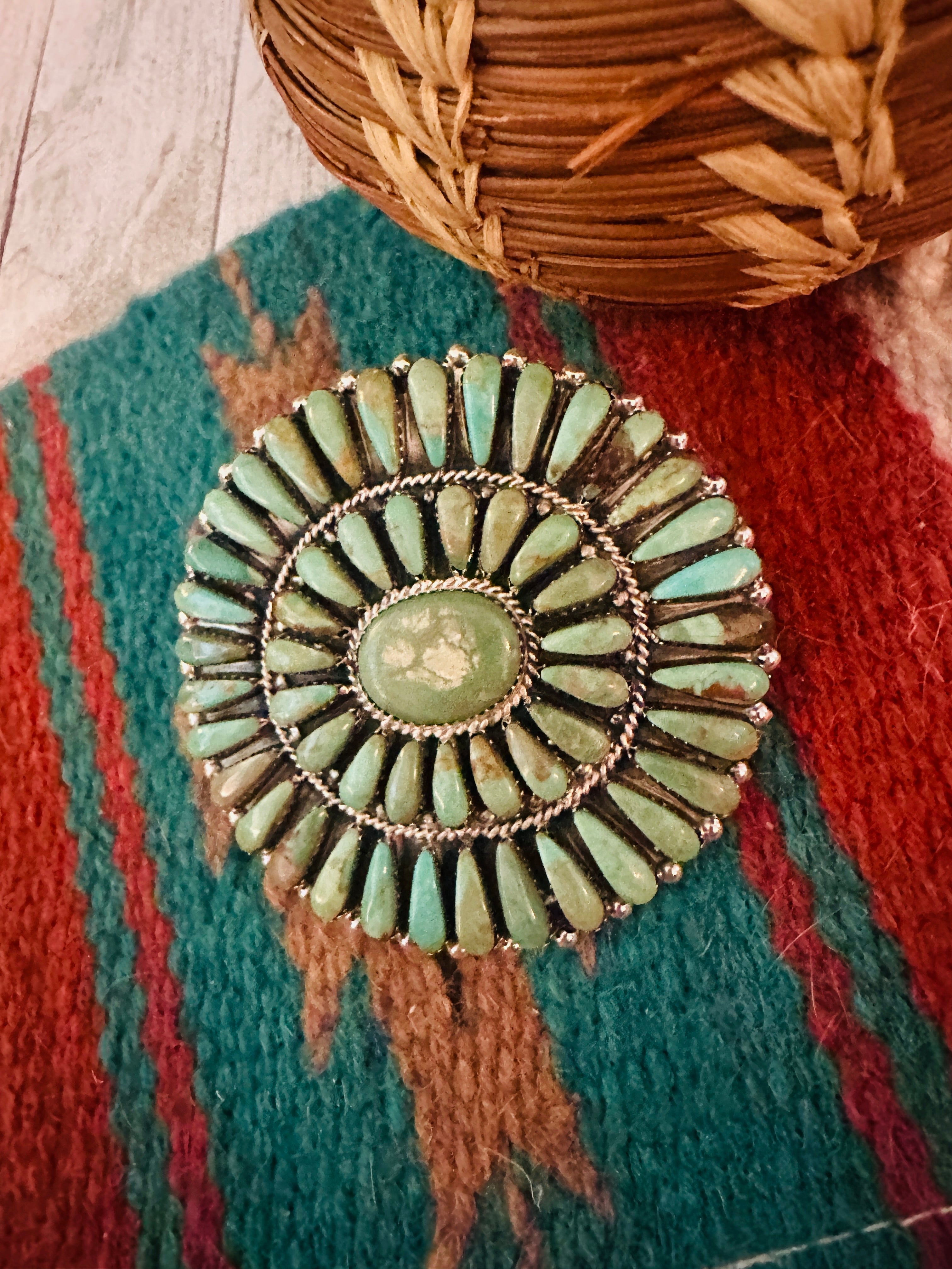 Navajo Turquoise & Sterling Silver Cluster Hair Barrette