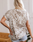 Karter Floral V Neck Short Sleeve Loose Fit Blouse