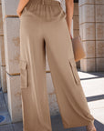 Solid Elastic High-Waist Pants