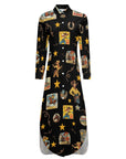Vintage Cowgirl Collage Western Button-Up Long Sleeve Shirt Dress Duster