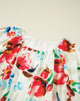 Floral Puff Short Sleeve Blouse