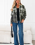 Plaid Textured Knit Button-Up Shacket