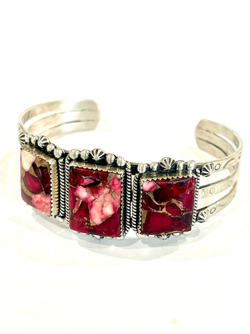 Handmade Sterling Silver & Dahlia Rose Cuff Bracelet