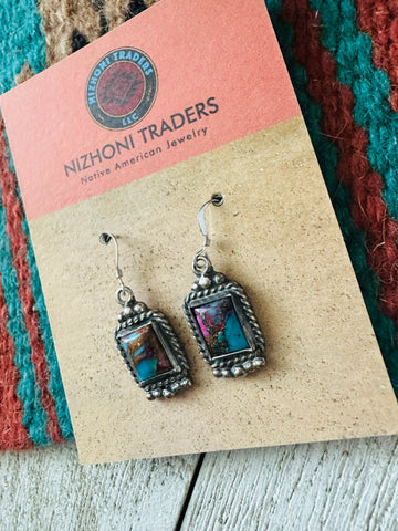 Navajo Sterling Silver & Pink Dream Mojave Dangle Earrings