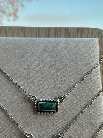 Handmade Sterling Silver Kingman Turquoise Bar Necklaces