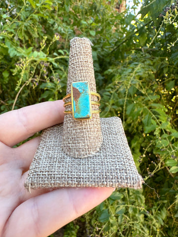 "Shop The Golden Collection: Natural Turquoise & Gold Plated Ring"