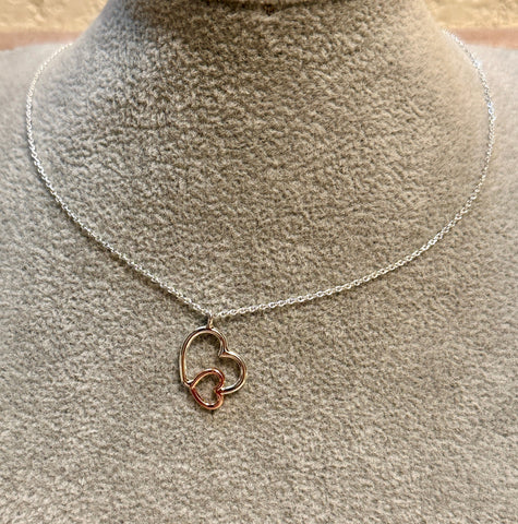 SILVER & COPPER HEARTS NECKLACE