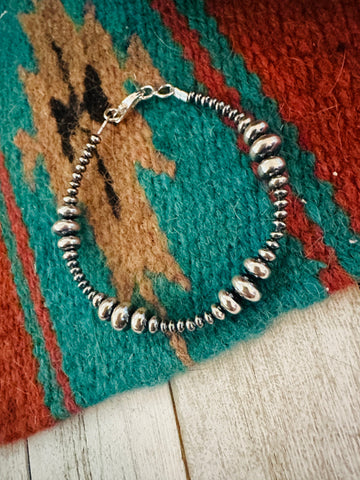 Navajo Sterling Silver Pearl Beaded Bracelet 7.5”