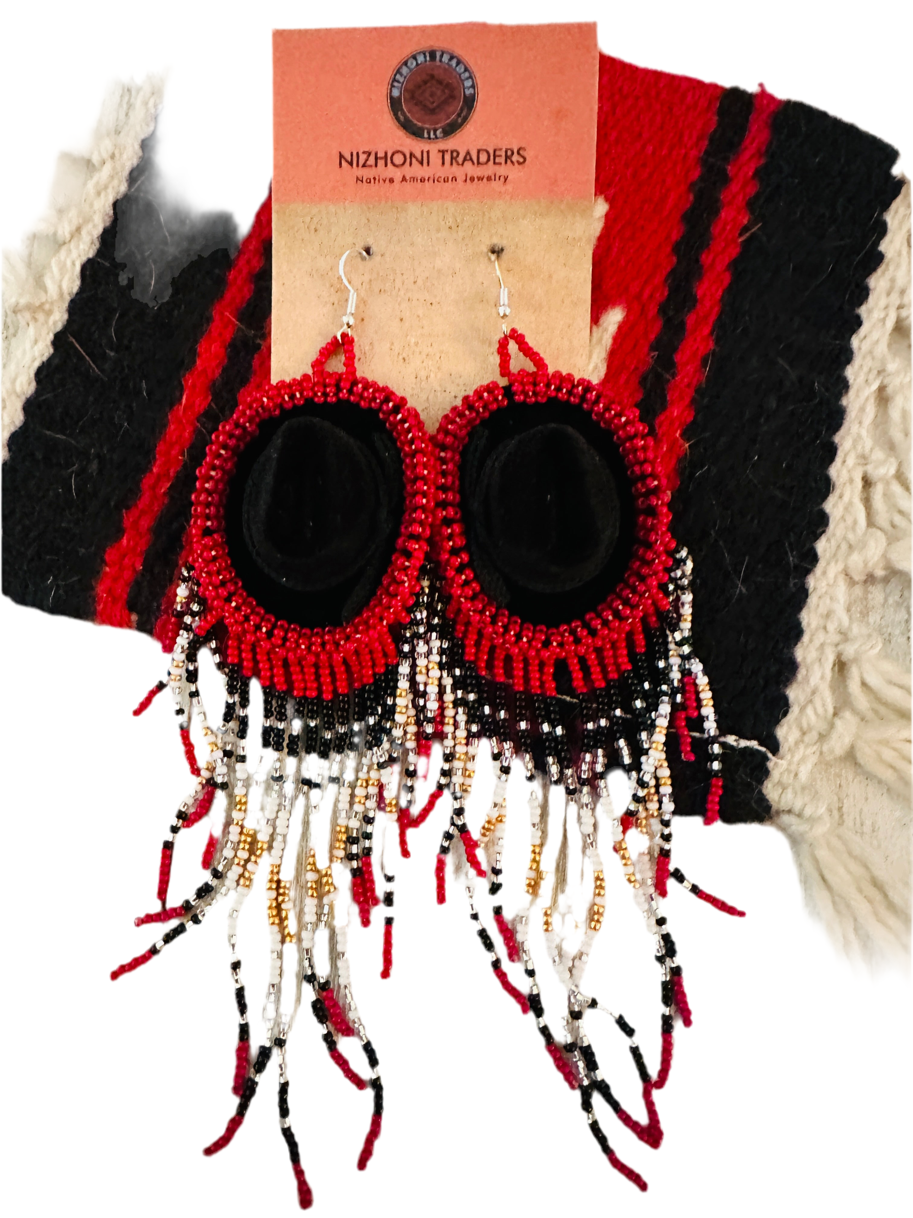 Navajo Beaded Cowboy Hat Dangle Earrings - Everest Ranch