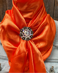 35X35" Solid Orange Wild Rag / Scarf WRS20 - Crystal Concho Wild Rag Slides - Assorted