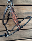 Black Flower Power Tooled Lariat & Leather Combo Halter