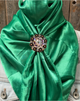 35X35" Solid Green Wild Rag / Scarf WRS18 - Crystal Concho Wild Rag Slides - Assorted