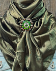 35X35" Solid Olive Wild Rag / Scarf WRS28 - Crystal Concho Wild Rag Slides - Assorted