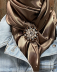 35X35" Solid Tan Wild Rag / Scarf WRS7 - Crystal Concho Wild Rag Slides - Assorted