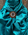 35X35" Solid Teal Wild Rag / Scarf WRS5 - Crystal Concho Wild Rag Slides - Assorted