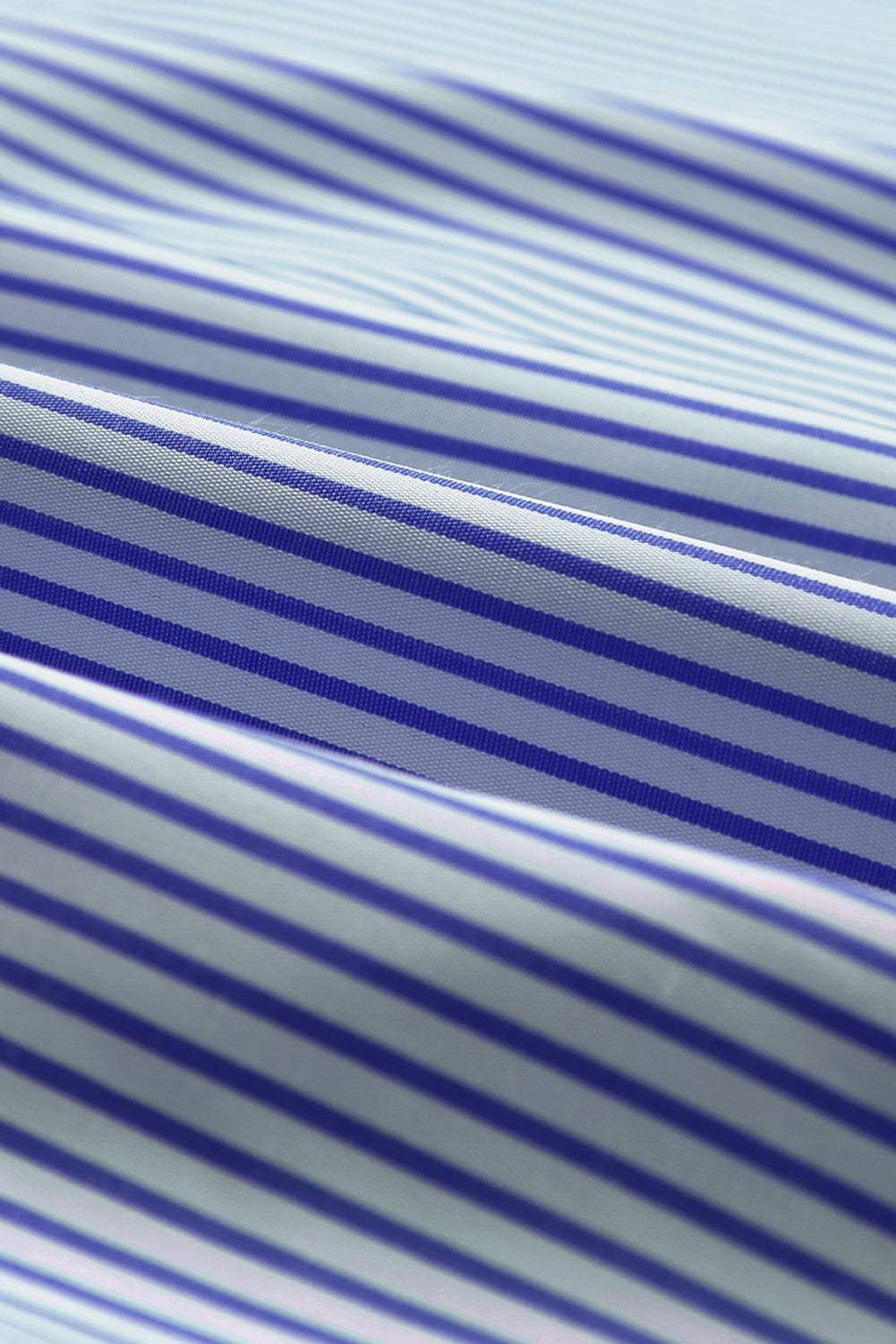 Stripe Smocked Cuff Buttoned Shirt