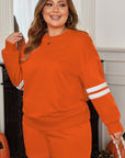 Plus Size Varsity Stripe Pullover and Shorts Set