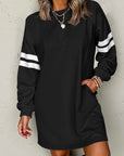 Varsity Stripe Long Sleeve Sweatshirt Dress