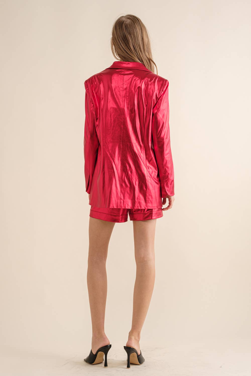 Sleek Metallic Blazer Set