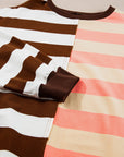 Stripe Colorblock Drop Shoulder Crewneck Sweatshirt