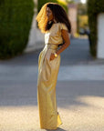 Gold High Waisted Skirt & Top Two Pieces Set