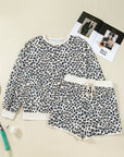 Plus Size Leopard Pullover and Shorts Set