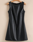 Vegan Leather Sleeveless Mini Dress