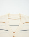 Stripe Buttoned V-Neck Cardigan Sweater