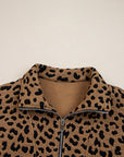 Leopard Quarter-Zip Drop Shoulder Sweatshirt