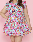 Lenora Ruffled Cap Sleeve Plus Size Mini Dress