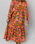 Floral Puff Sleeve Smocked Ruffle Maxi Dress