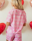 Valentine Bow Waffle Knit T-Shirt and Shorts Set