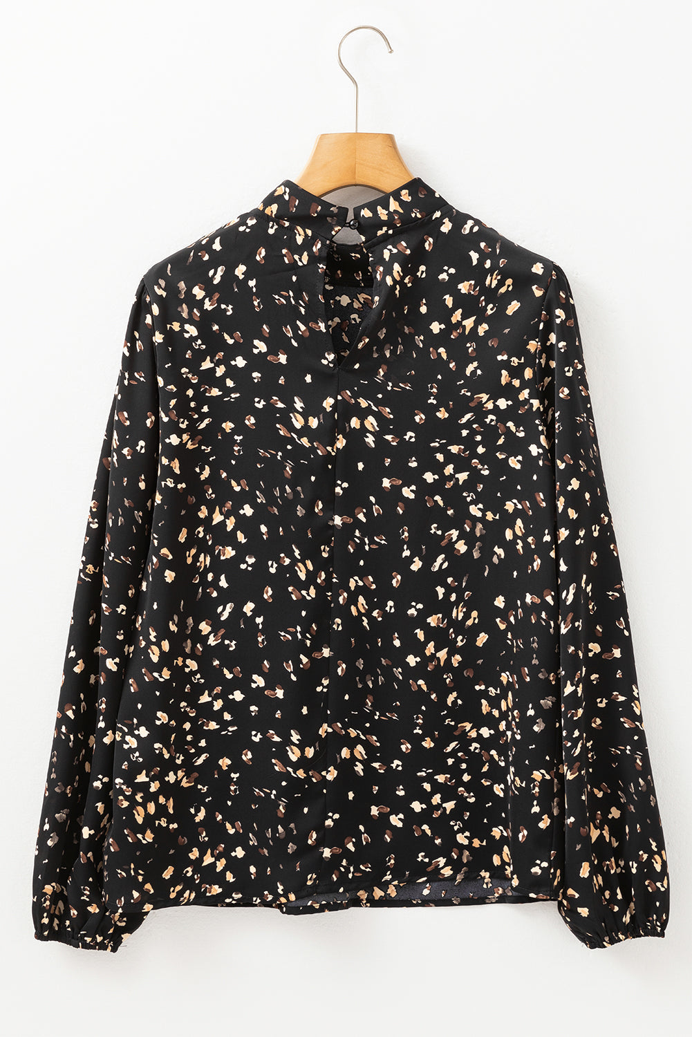 Leopard Pleated Lantern Sleeve Blouse