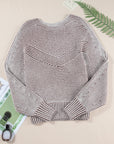 Stripe Ribbed Knit Boat Neck Sweater