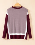 Stripe Colorblock Patchwork Dolman Sleeve Sweater