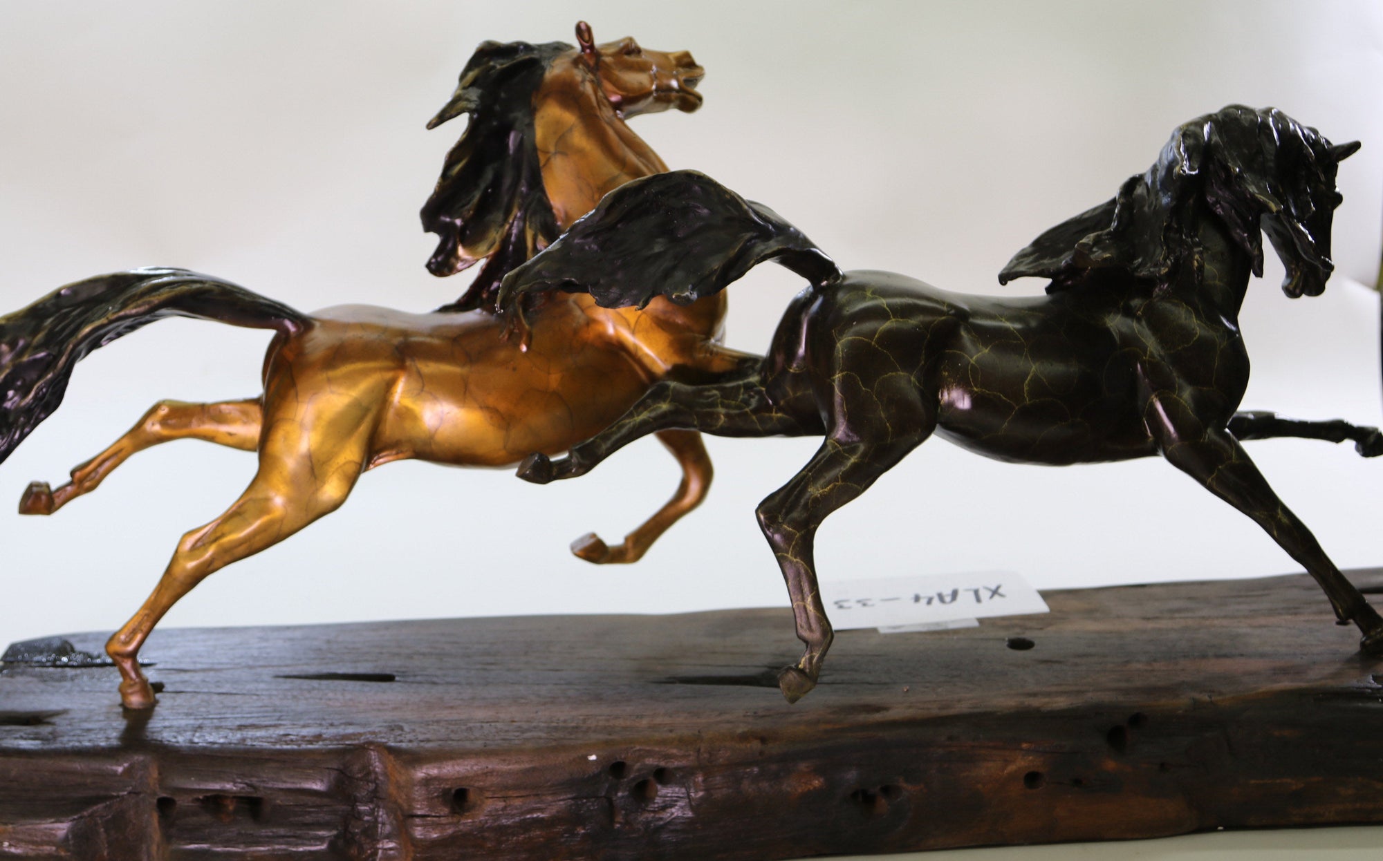 Limited Edition Two Galloping Horses Hand Painted Museum Quality Bronze Artwork