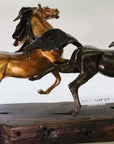Limited Edition Two Galloping Horses Hand Painted Museum Quality Bronze Artwork