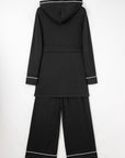 Contrast Trim Hooded Cardigan and Pants Set